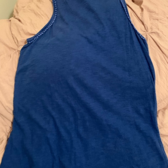 #62 - Banana Republic Blue Tank with Adorable Dot Collar Embellishments - Picture 2 of 5
